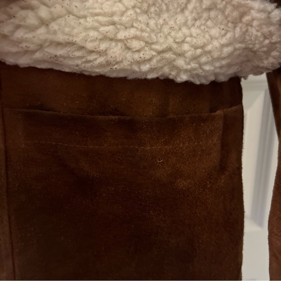 Vtg  SILTON Leather Sherpa Ranch Coat Western rust suede tan Jacket USA Mens 42 - Picture 7 of 15